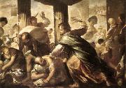 GIORDANO, Luca Christ Cleansing the Temple dh oil on canvas